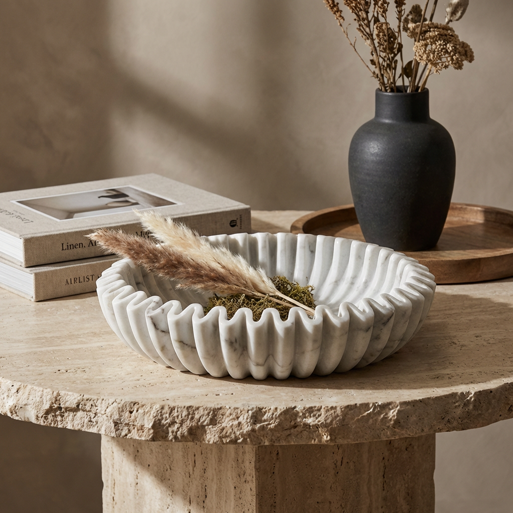 Calista Ruffle Marble Bowl