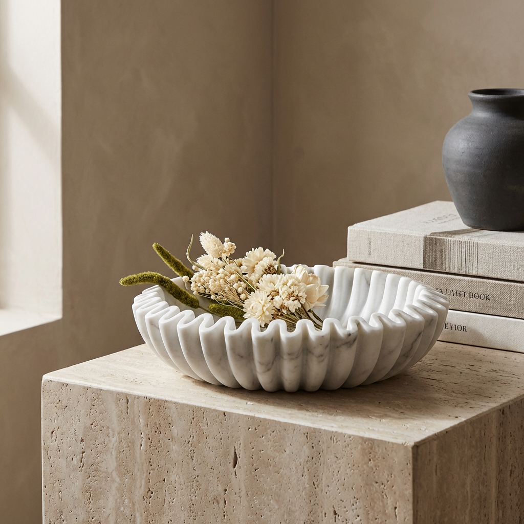 Calista Ruffle Marble Bowl