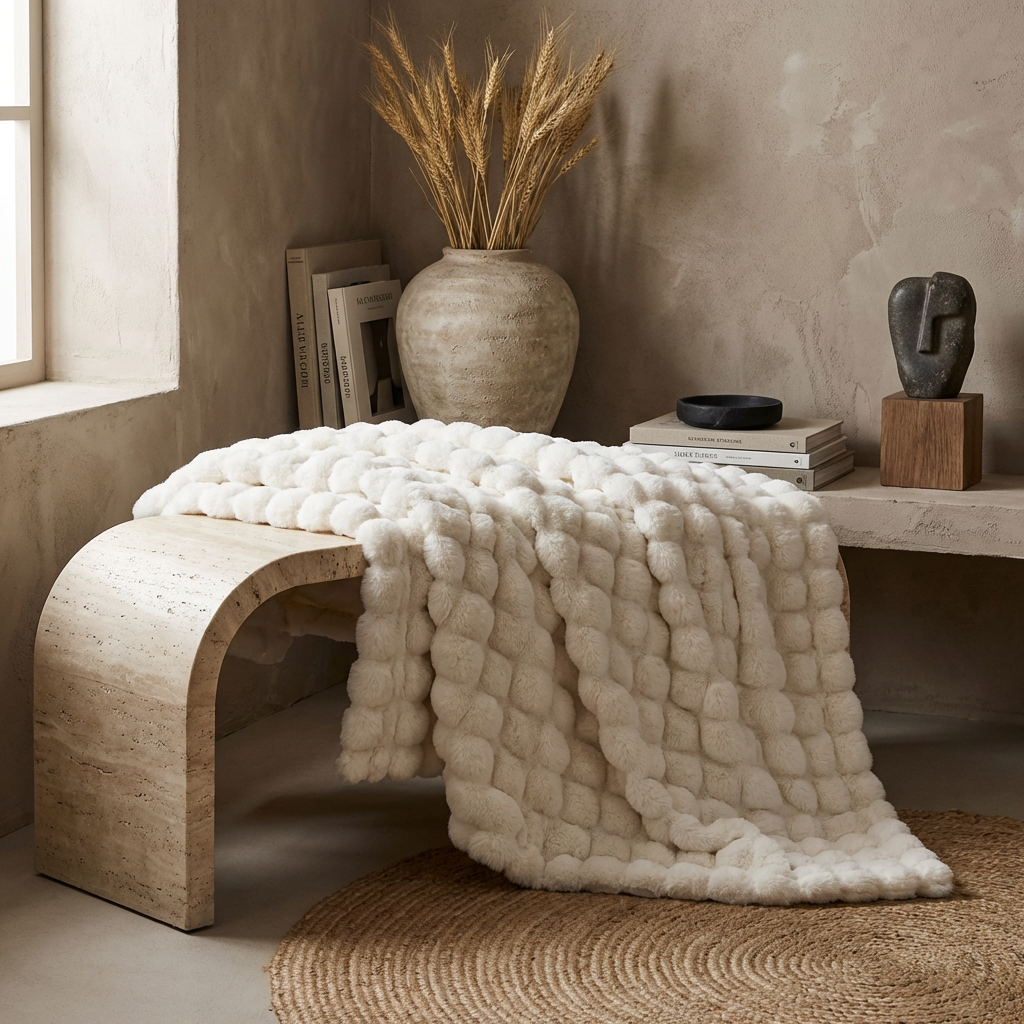 Quiet Luxe Faux Rabbit Fur Blanket