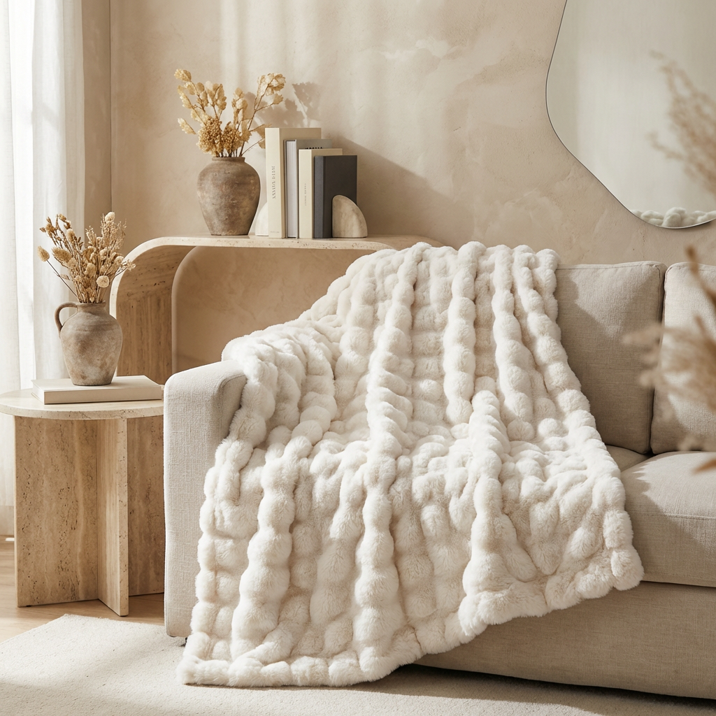 Quiet Luxe Faux Rabbit Fur Blanket
