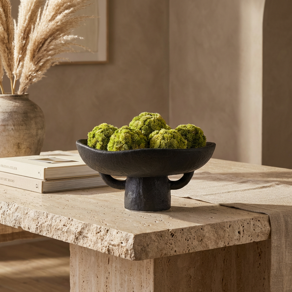 Obsidian Atelier Pedestal Bowl & Botanical Orb Set