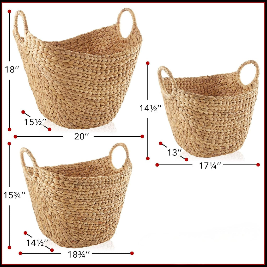 Woven Boat Basket Set of 3