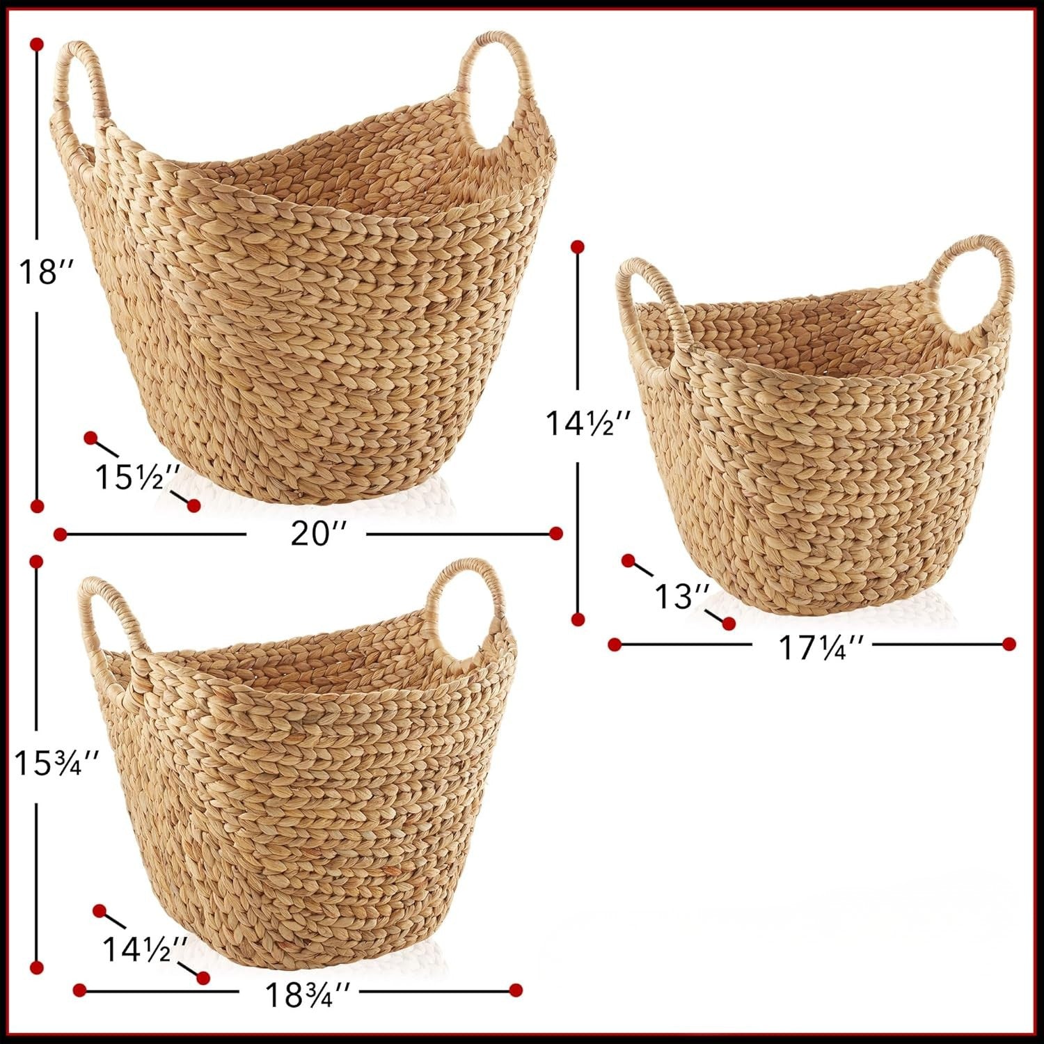 Woven Boat Basket Set of 3