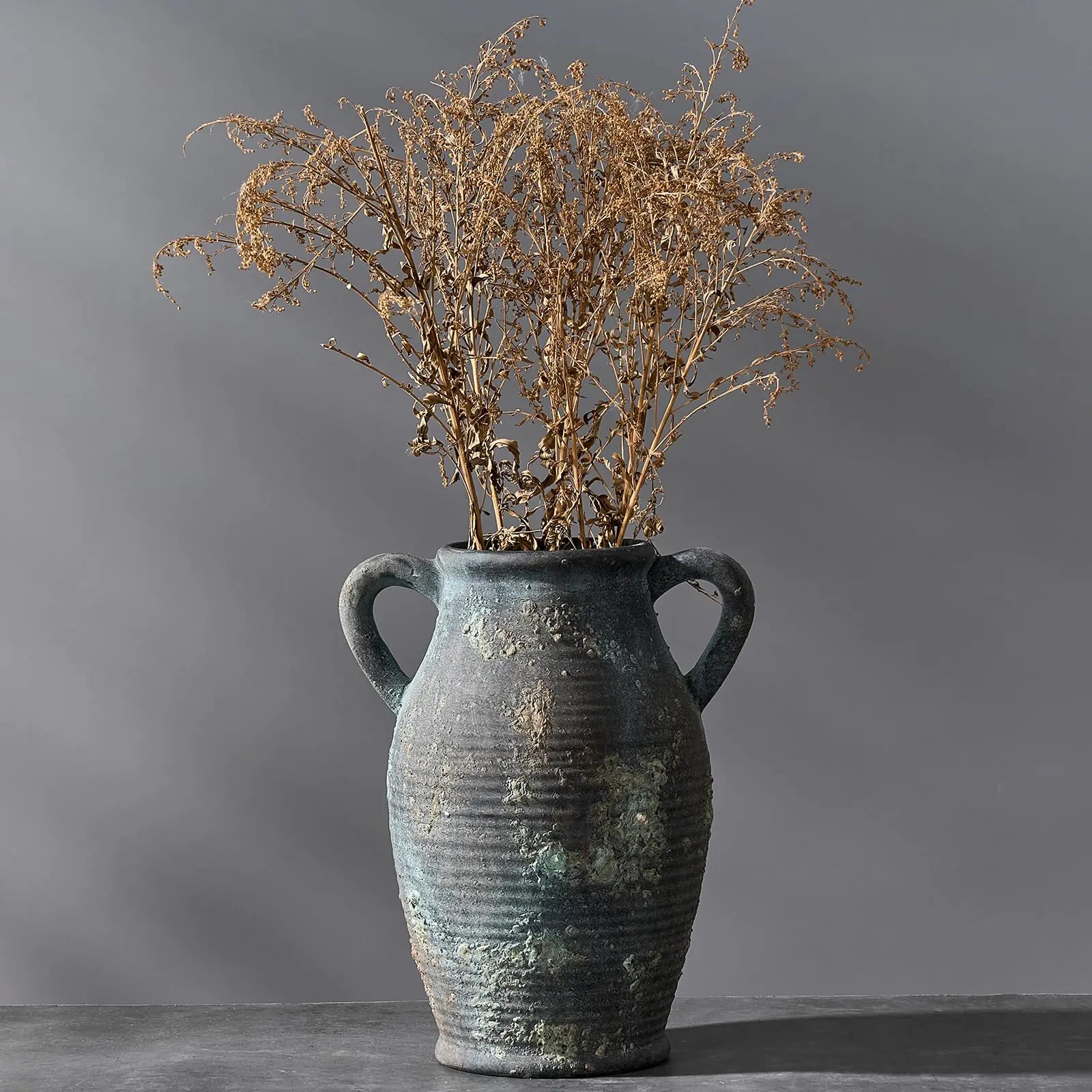 Noir Verdure Double-Handled Ceramic Vase
